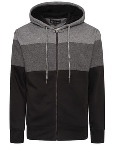 KAM Marl Colour Block Hoody Black